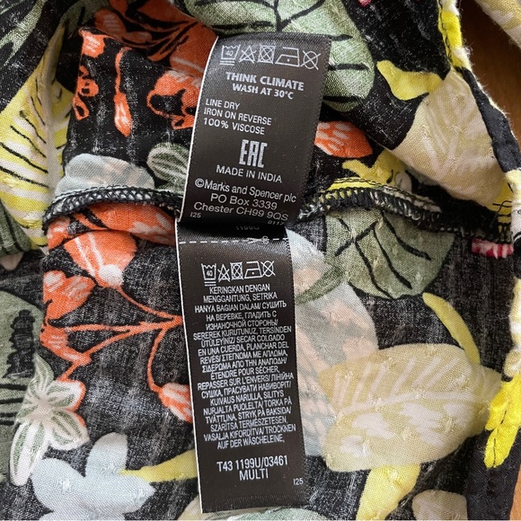 Per Una Bold Tropical Flower & Bird Print with Ruffled Sleeve Top - UK 8 / US 4 - Picture 12 of 16